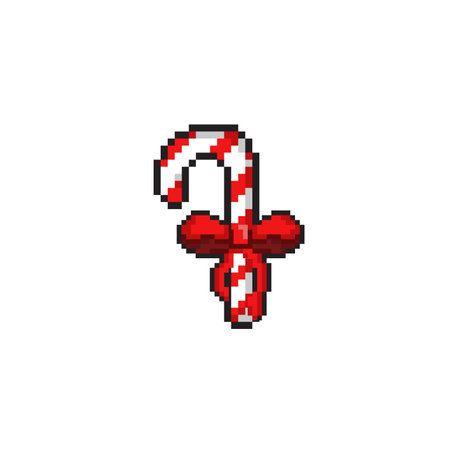Pixel art christmas lollipop. Vector illustration isolated on white background.のイラスト素材