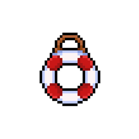 pixelated lifebuoy icon, vector illustration graphicのイラスト素材