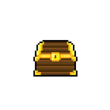 Treasure chest pixel art icon isolated on white background. Vector illustrationのイラスト素材