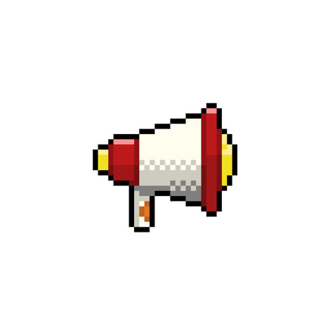 Megaphone pixel art icon. Vector illustration isolated on white background.のイラスト素材
