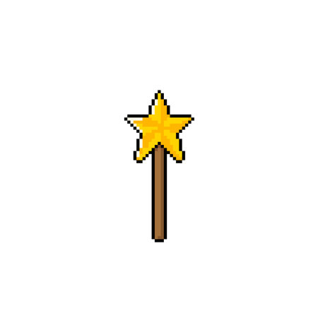 Magic wand pixel art icon vector illustration graphic design.のイラスト素材