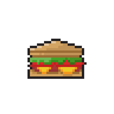 pixel art hamburger fast food, vector illustration graphicのイラスト素材