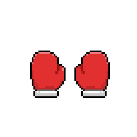 pixel art red gloves isolated on white background. pixel art vector illustrationのイラスト素材