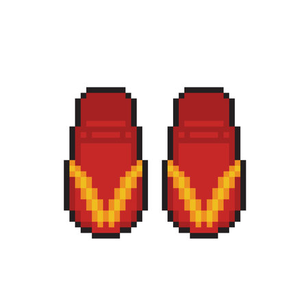 Pixel shoes. Pixel art. Vector illustration. Isolated on white background.のイラスト素材