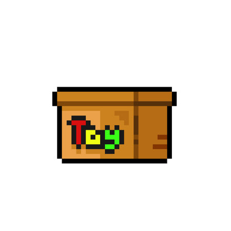 Pixel art box icon. Vector illustration isolated on a white background.のイラスト素材
