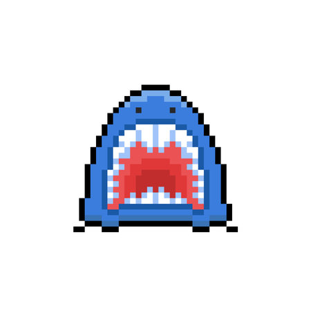 shark pixel art icon, vector illustration, eps 10.のイラスト素材