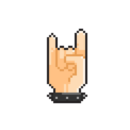 Pixel art hand gesture. Vector illustration isolated on a white background.のイラスト素材