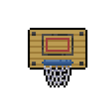 Basketball ring pixel art isolated on white background. Vector illustration.のイラスト素材