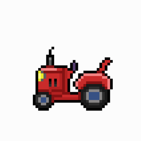 pixel art red tractor isolated on white background vector illustration eps10のイラスト素材