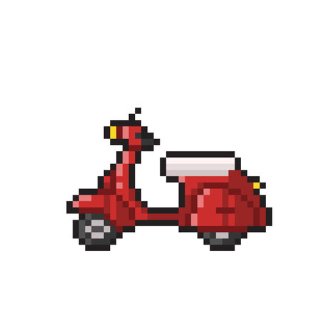 pixel art scooter isolated on white background. vector illustration. eps 10のイラスト素材