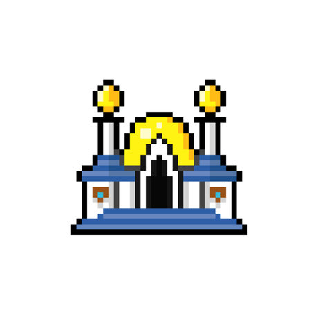 Pixel art mosque building isolated on a white background. Vector illustration.のイラスト素材