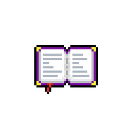 Open book pixel art icon isolated on white background. Vector illustration.のイラスト素材
