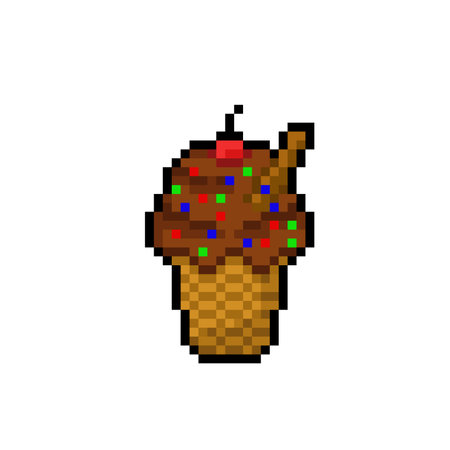 Ice cream pixel art. Vector illustration isolated on a white background.のイラスト素材