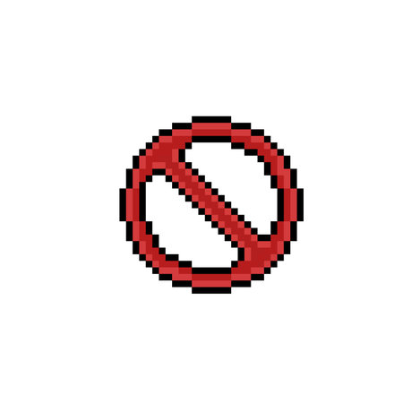 Stop sign pixel art. Vector illustration isolated on a white background.のイラスト素材