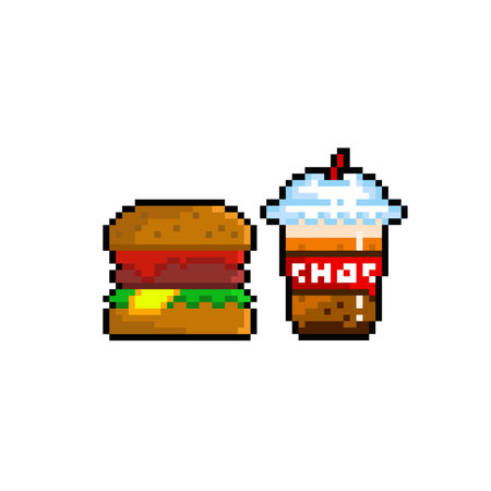 food and beverage sign in pixel art styleのイラスト素材