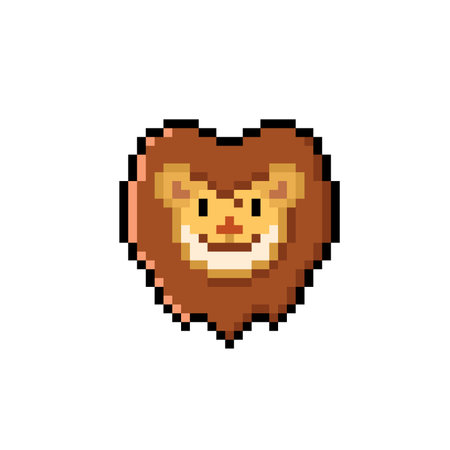 lion head in pixel art styleのイラスト素材
