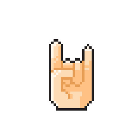rock metal hand sign in pixel art styleのイラスト素材