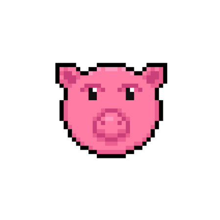 pig head in pixel art styleのイラスト素材