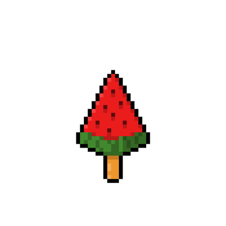watermelon ice cream in pixel art styleのイラスト素材