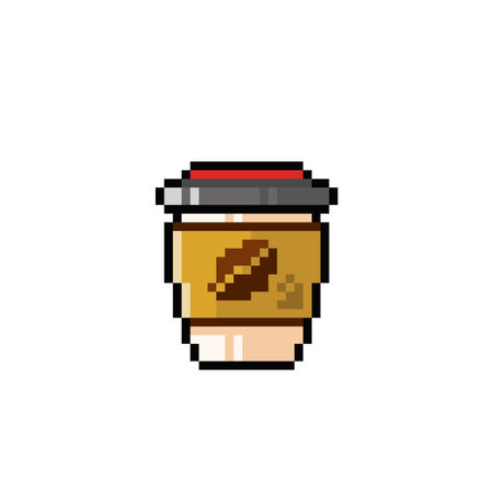 coffee glass in pixel art styleのイラスト素材