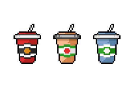 soft drink glass in pixel art styleのイラスト素材