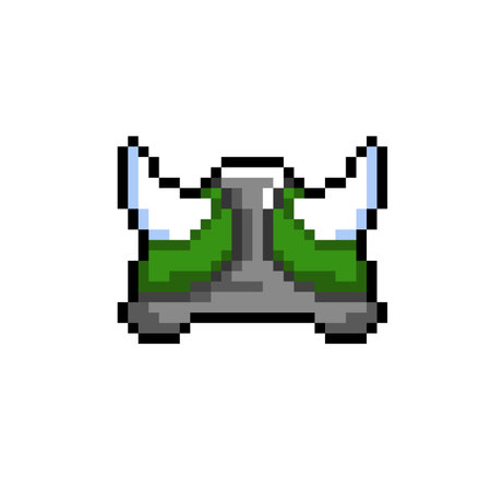 green viking helm in pixel art styleのイラスト素材