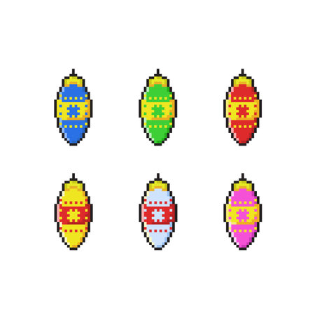 baubles in pixel art styleのイラスト素材