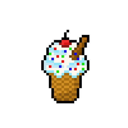 vanilla ice cream in pixel art styleのイラスト素材