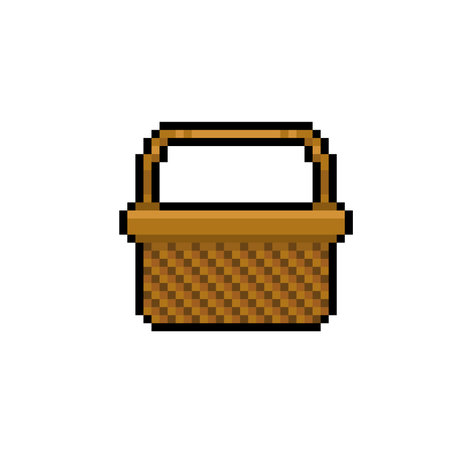 wooden bucket in pixel art styleのイラスト素材