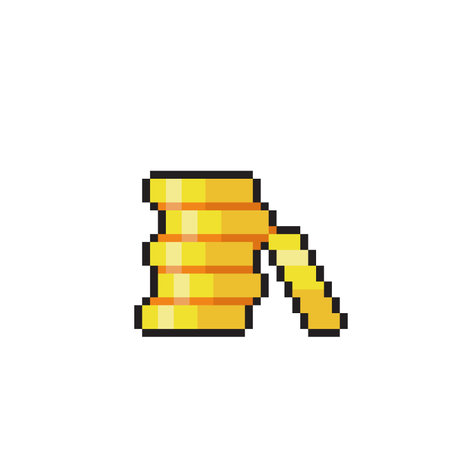 gold coin pile in pixel art styleのイラスト素材