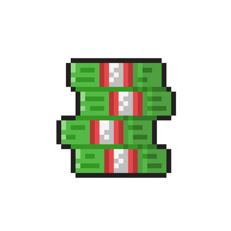 money pile in pixel art styleのイラスト素材