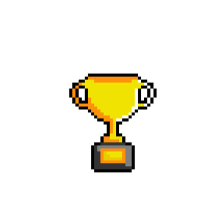 gold trophy in pixel art styleのイラスト素材