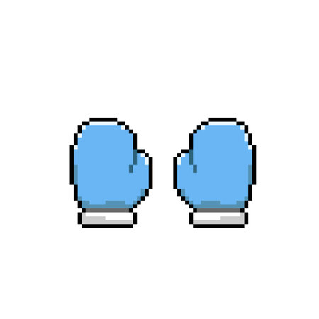 blue glove in pixel art styleのイラスト素材