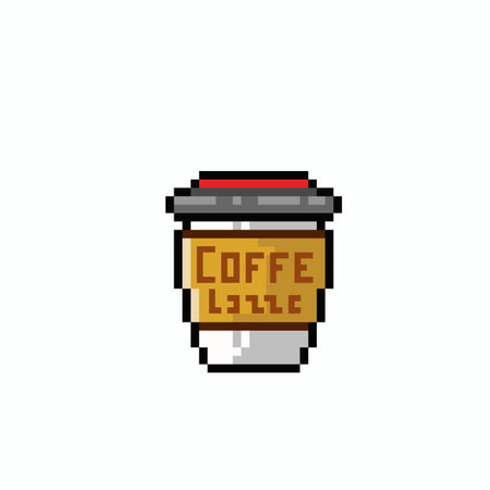 coffee glass in pixel art styleのイラスト素材