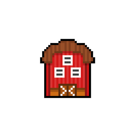 barn house in pixel art styleのイラスト素材