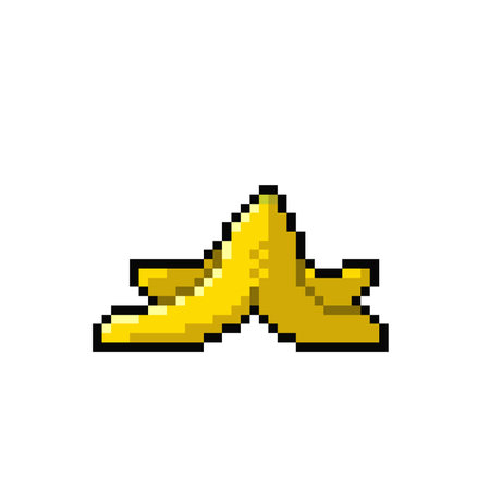 banana peel in pixel art styleのイラスト素材