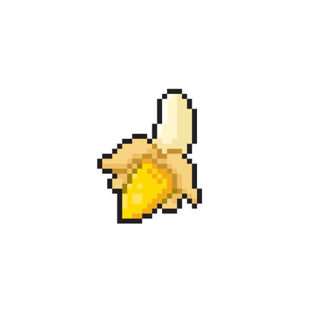 banana fruit in pixel art styleのイラスト素材