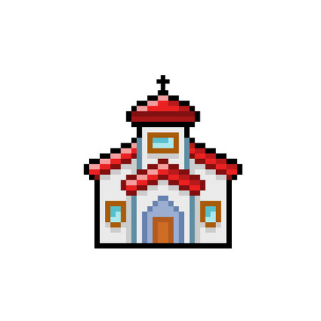 church building in pixel art styleのイラスト素材