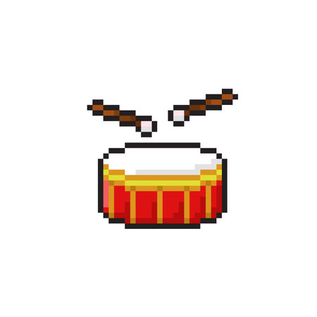 drum instrument in pixel art styleのイラスト素材