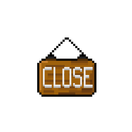 wooden close sign in pixel art styleのイラスト素材
