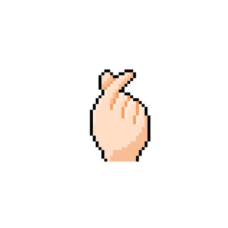 hand with love sign in pixel art styleのイラスト素材