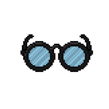 Retro pixel art glasses isolated on white background. Vector illustration.のイラスト素材