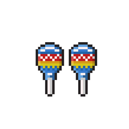 Maracas pixel art isolated on white background. 8 bit maracas.のイラスト素材