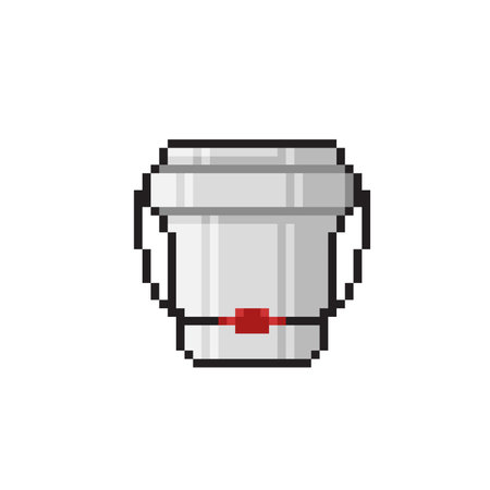 Bucket pixel art icon isolated on white background. Vector illustration.のイラスト素材