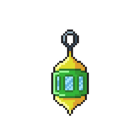 Pixel art arabic lantern. Vector illustration of pixelated christmas baubleのイラスト素材
