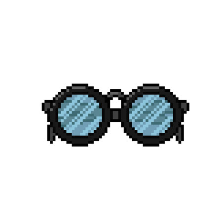 Retro pixel eyeglasses icon. Vector illustration isolated on white background.のイラスト素材