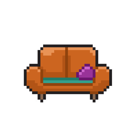 pixel art sofa isolated on white background vector illustration. pixel art sofaのイラスト素材