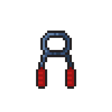 Vector pixel art illustration of handgrip isolated on white background.のイラスト素材