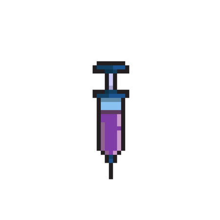 Pixel art syringe icon. Pixel art syringe vector illustration.のイラスト素材