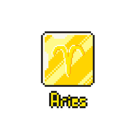 aries golden token in pixel art styleのイラスト素材